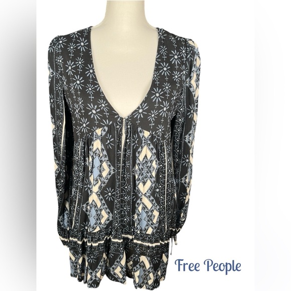 Free People | Down By The Bay Dress in Black Print - Picture 3 of 9